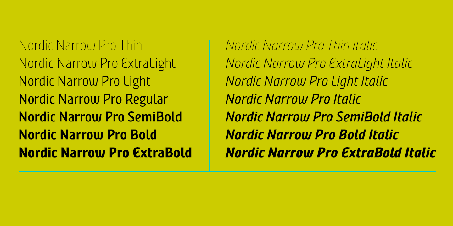 CFF Nordic Narrow fashionable typeface